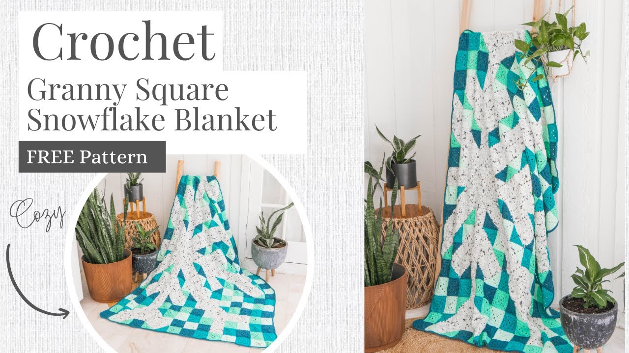 Snowflake Granny Square Crochet Blanket - Free Crochet Pattern