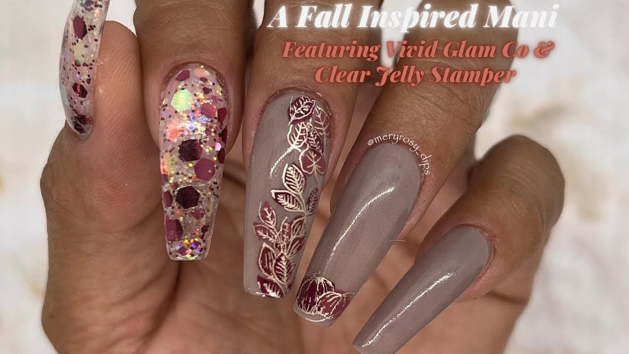 Fall Mani w/ Layered Stamping & A Dip Liquid Review | featuring Vivid Glam Co & Clear Jelly Stamper