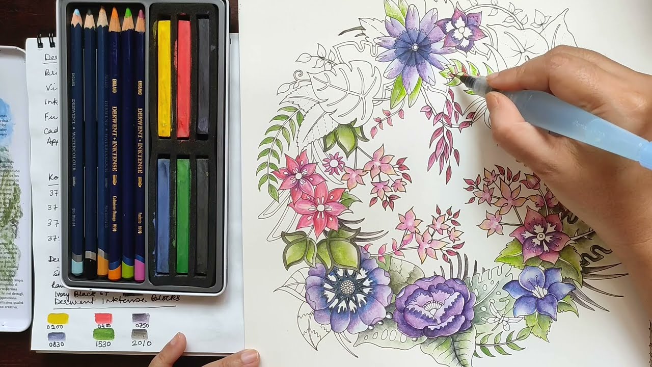 How I use Derwent Inktense & watercolour pencils|Adult Coloring|Final Part|