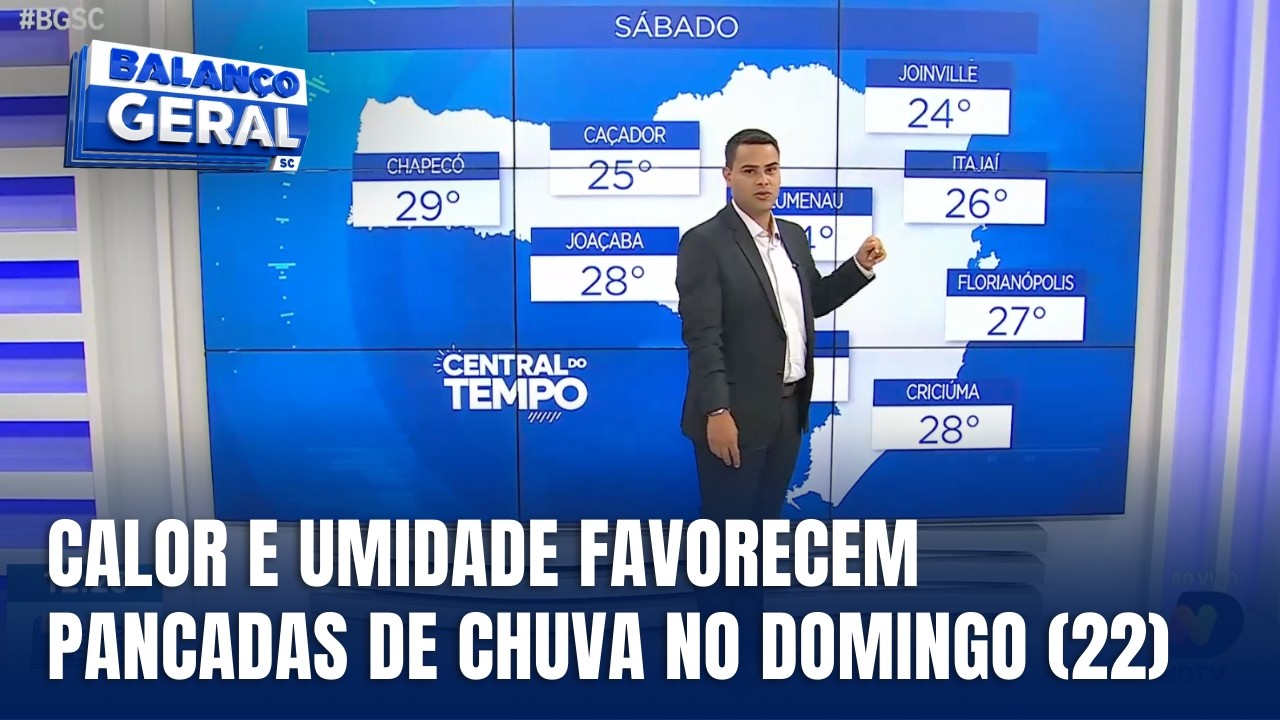 Central do Tempo - Domingo (22) terá calor e chance de chuva isolada em Santa Catarina