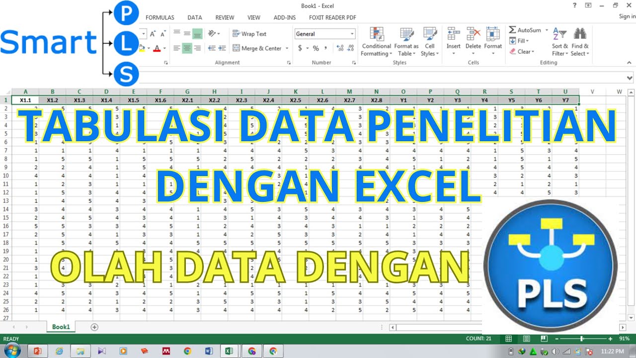 Tabulasi data Kuesioner penelitian Skala likert di excel olah Data dengan SmartPLS4