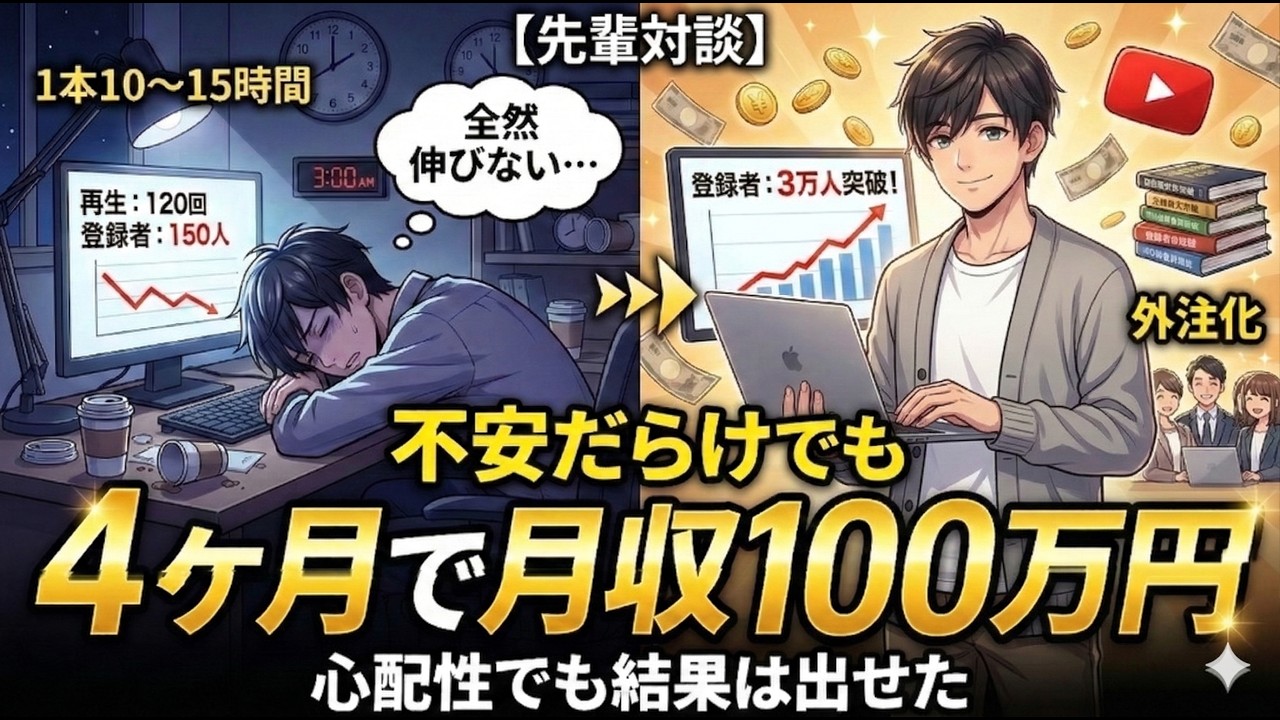 【YouTubeアカデミー 受講生対談】ジャンル選びに悩みながらも4ヶ月で月収100万円を超えた心配性フリーランスの逆転劇