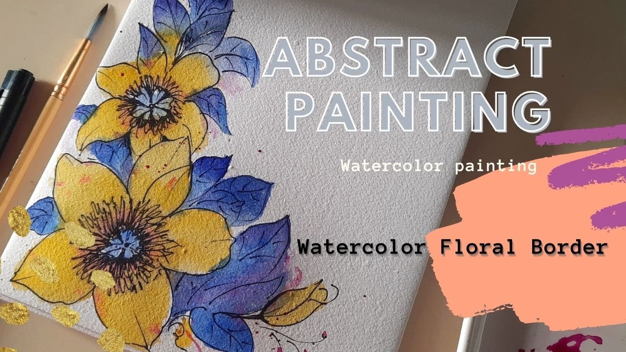 Line art-2/Line art flowers/Floral Border Design/Watercolor painting/DIY