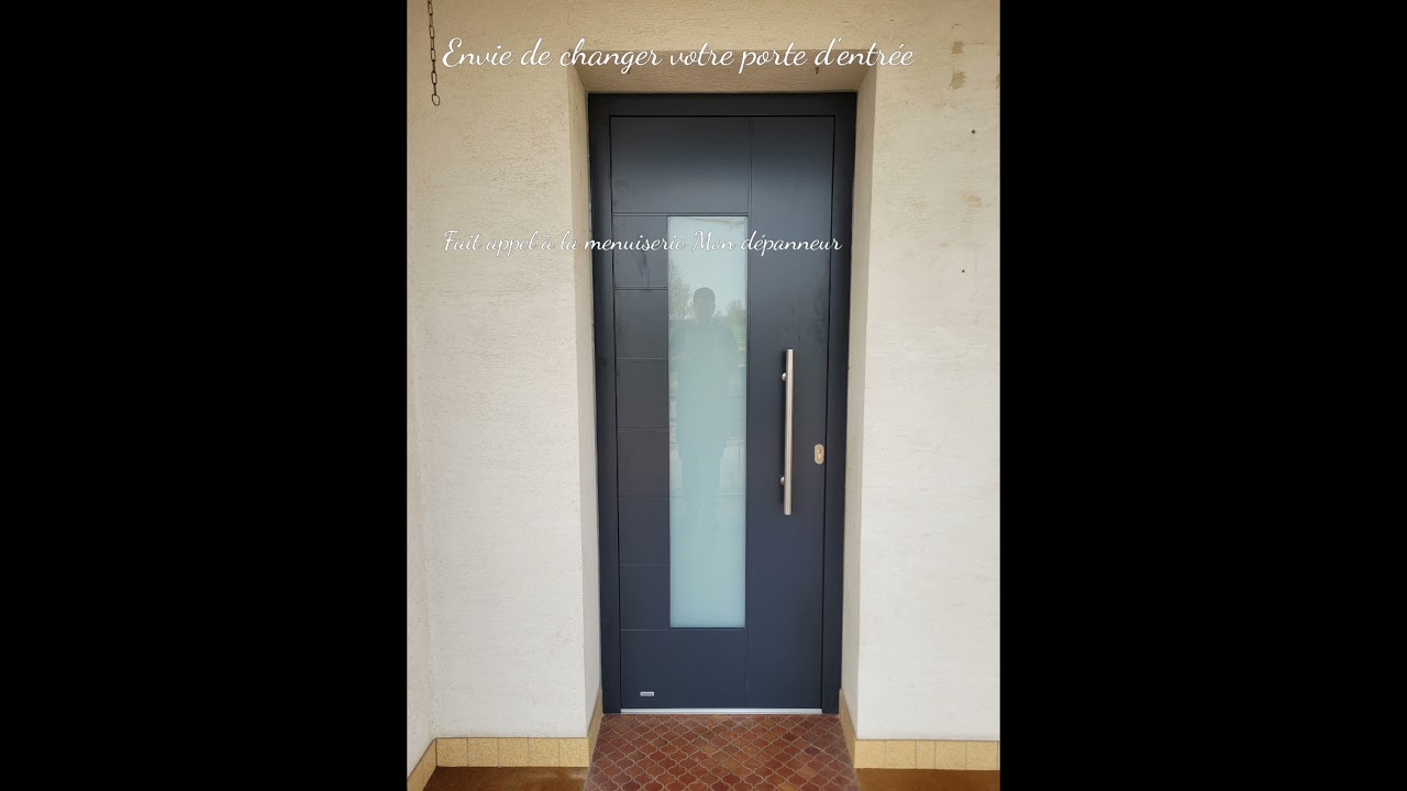 pose de porte alu gris anthracite &eacute;paisseur 77 serrure 3 points automatique
