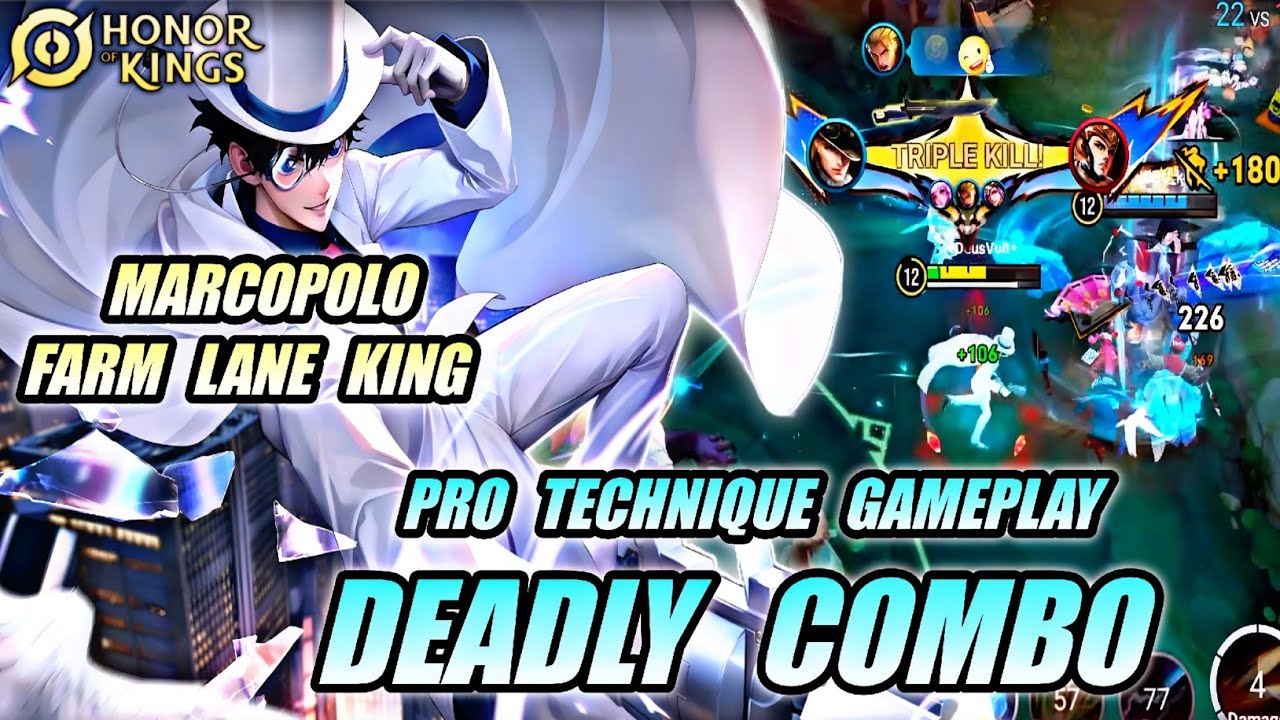 MARCO POLO FARM LANE KING PRO GAMEPLAY - DEADLY COMBO WITH YARIA | HONOR OF KINGS (HOK)