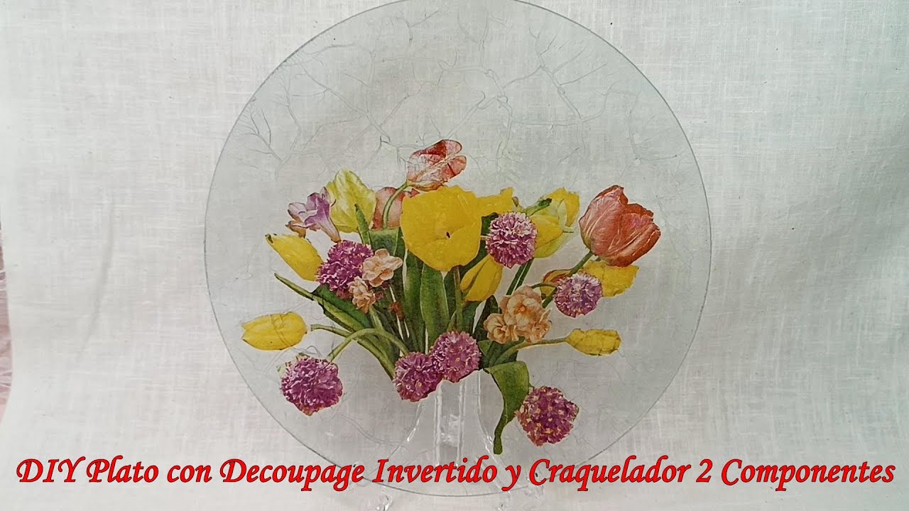 DIY Plato con Decoupage Invertido y Craquelador 2 Componentes #diyamparocreativa #craquelado