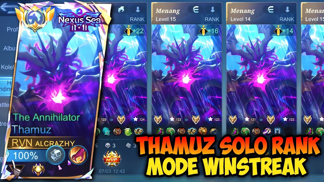 NYOBAIN THAMUZ SOLO RANK AUTO WINSTREAK PAKAI ITEM INI‼️GAMEPLAY TOP GLOBAL THAMUZ - MLBB