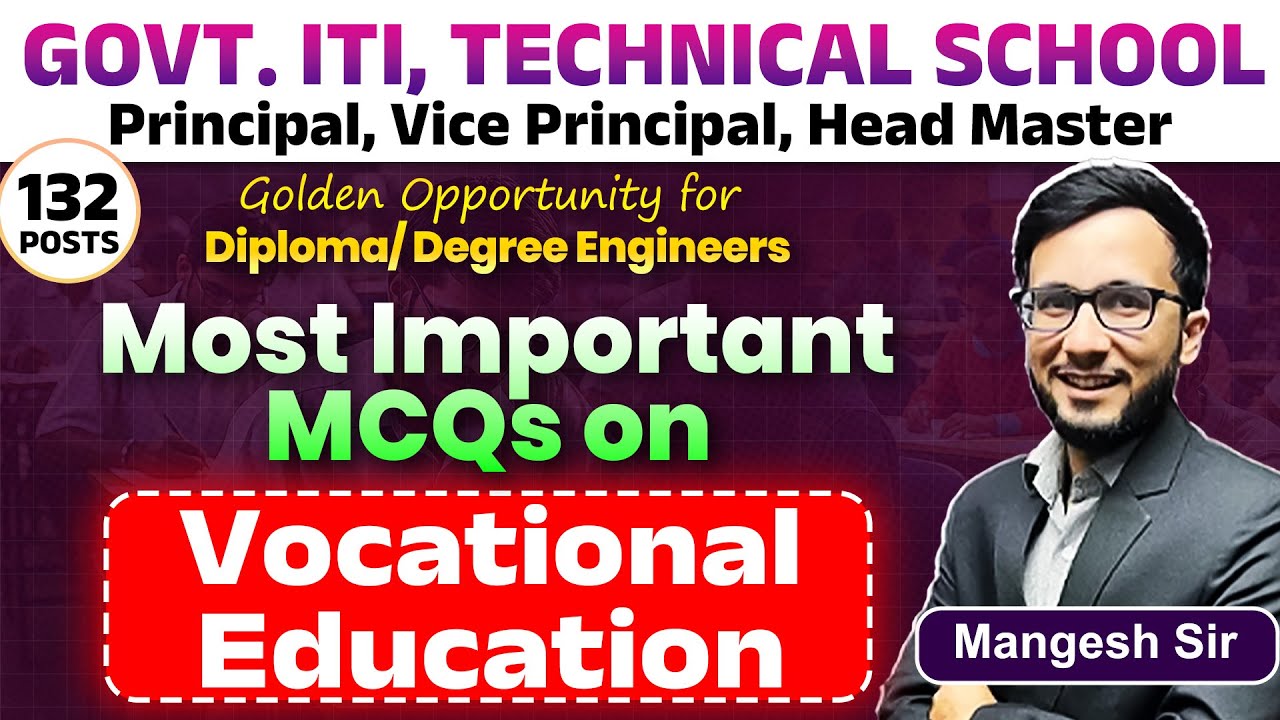 ITI Principal Most Important MCQs | Vocational Education | MPSC ITI Principal Recruitment 2025