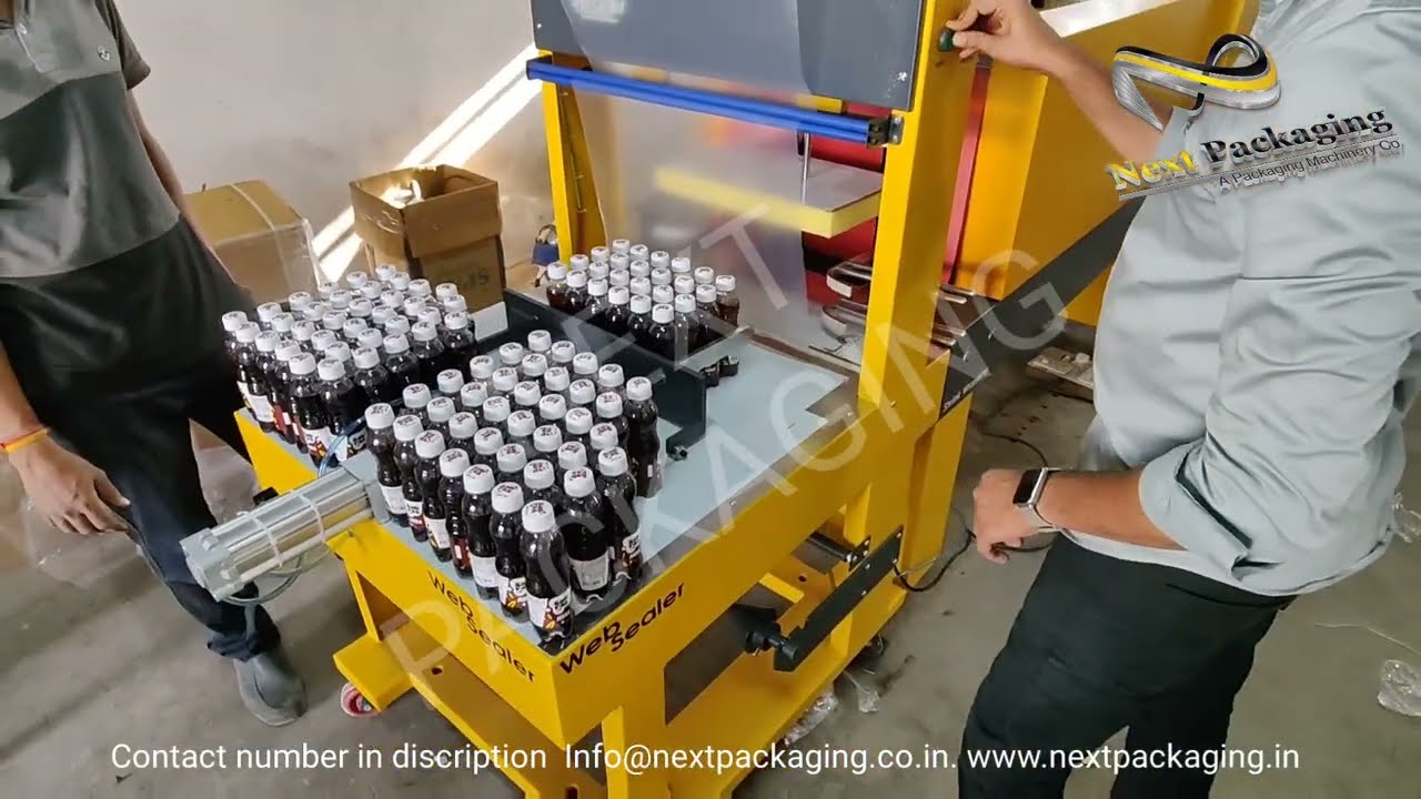 semi auto web sealer | jeera masala soda bottle shrink wrapping machine | soft drink bottle packing