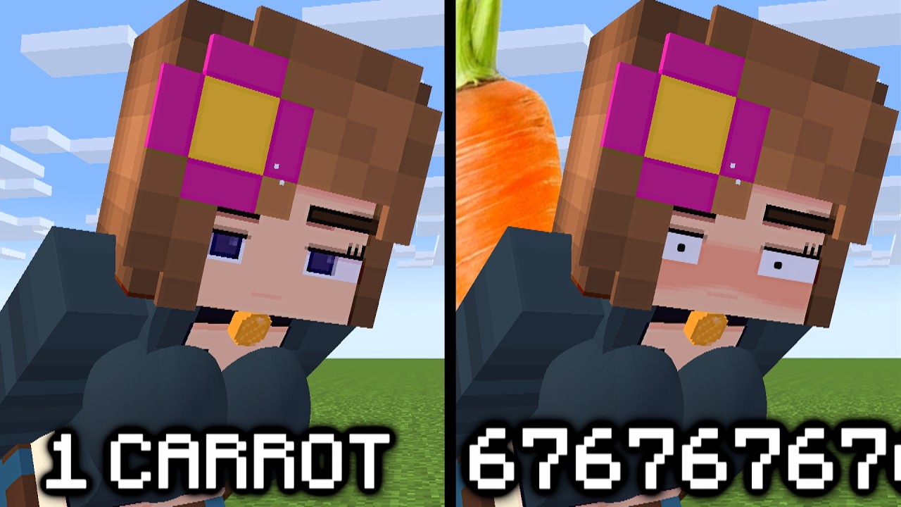 Minecraft, but he adds ONE carrot if I take damage...