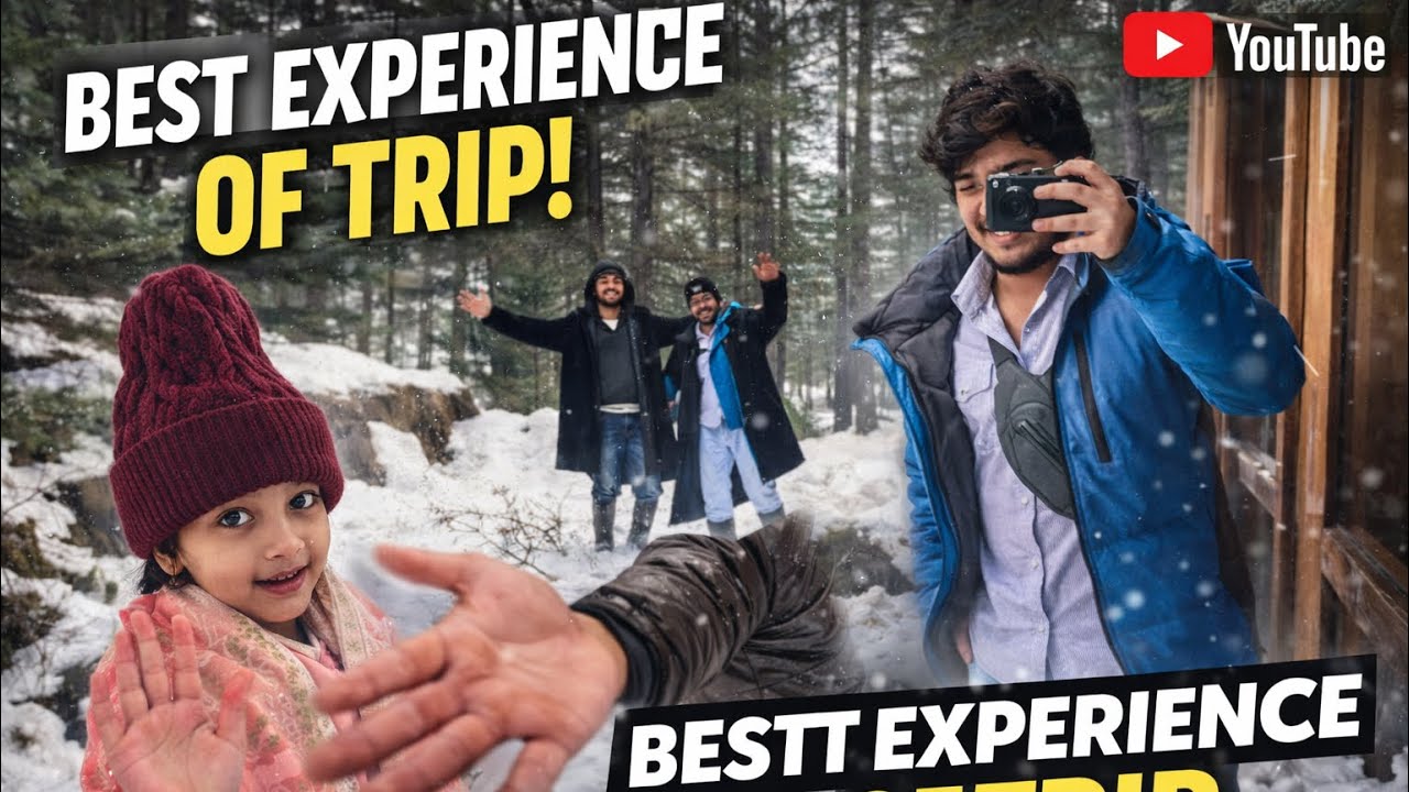 Day 13 snowfall😱🏔️meet cutest girl🎀🥹 what a trip 😎🤌🏻🥂 #travelwithdev #patnitop @Vlogbydev_01  