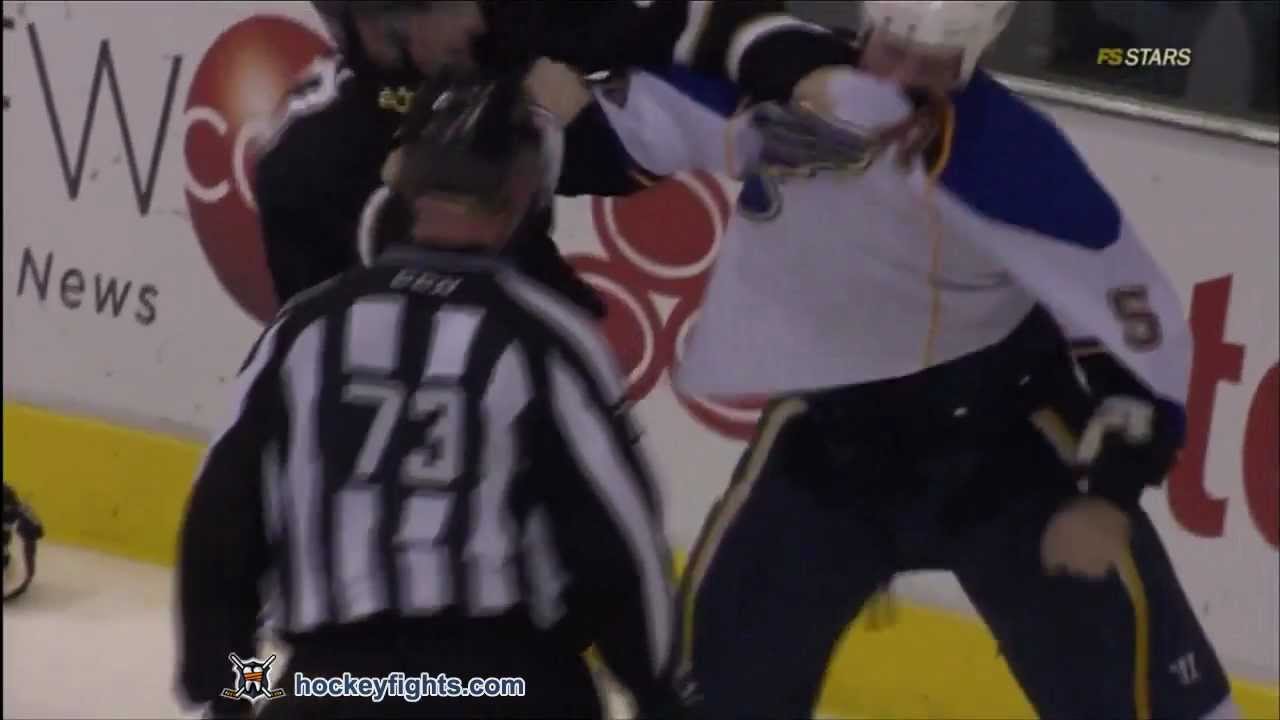 Barret Jackman vs Ryan Garbutt Apr 7, 2012