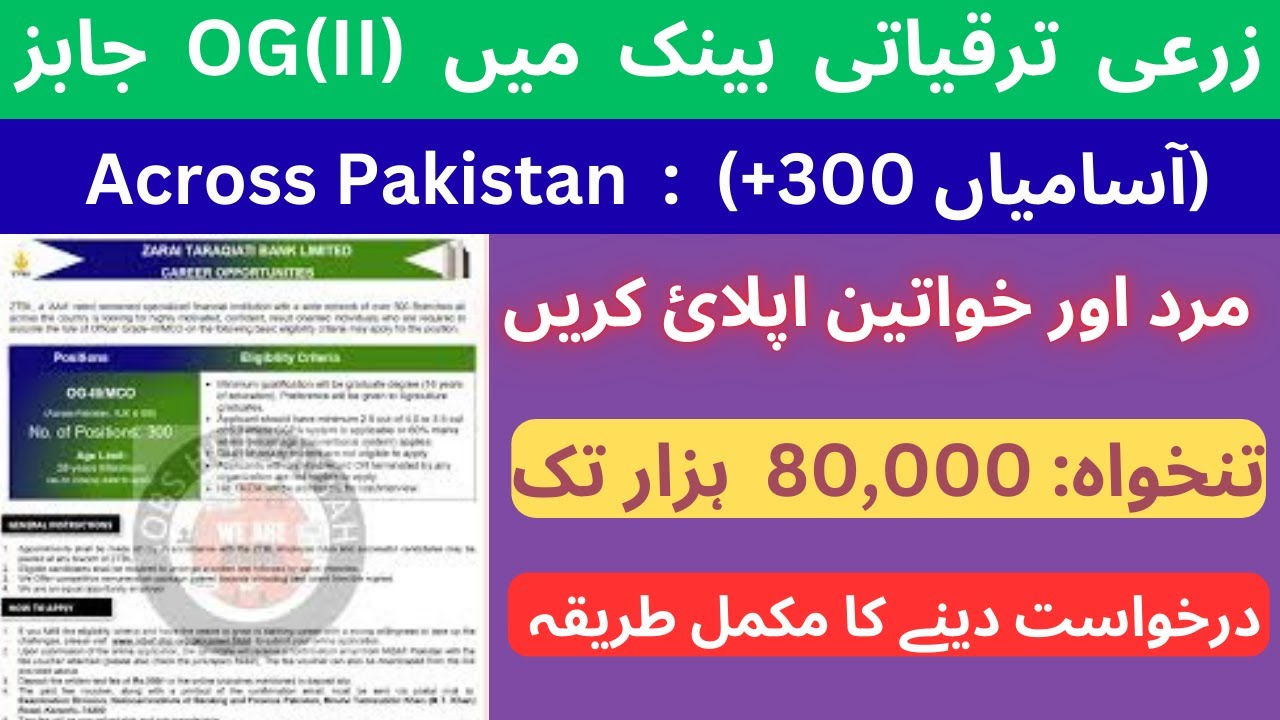 ZTBL Bank Jobs 2026 | Male & Female | How to Apply Online in Zarai Taraqiati bank | Complete Details