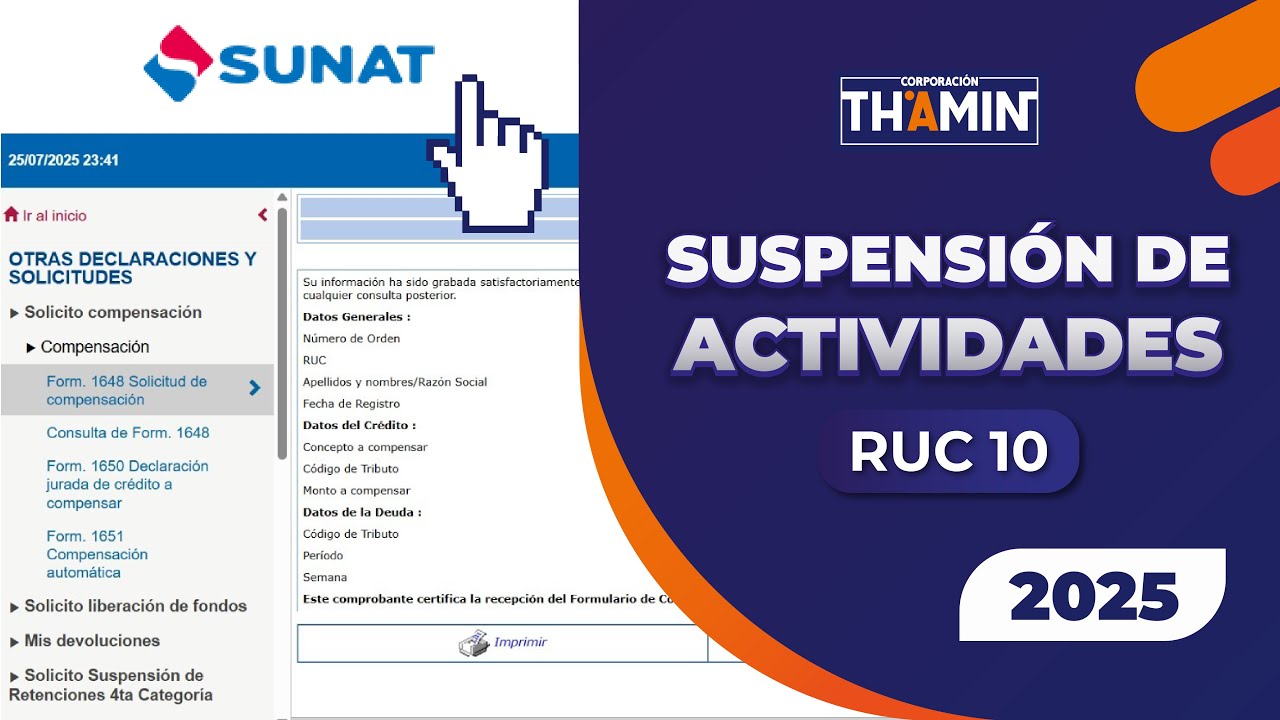 Como realizar la suspensión temporal de actividades - RUC 10 | Sunat 2025 Actualizado #sunat