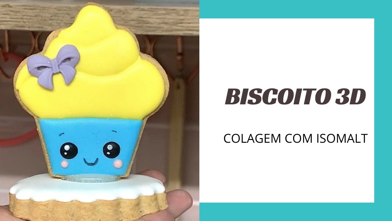 Biscoito 3D (como colar na base com ISOMALT) #biscoitodecorado #biscoito3D