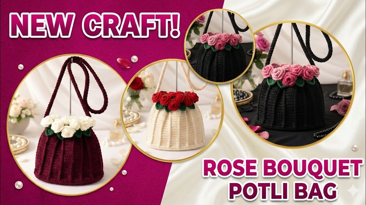 Rose Bouquet Potli Bag 🌹 | Crochet Tutorial