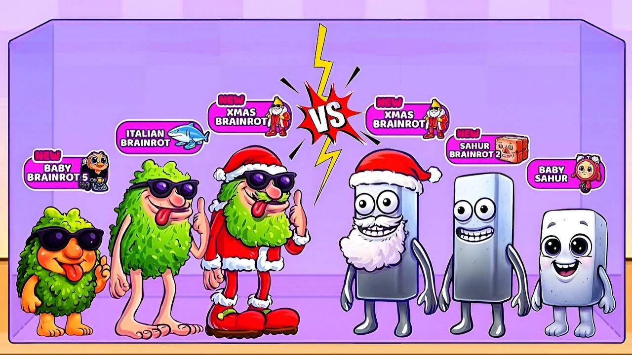 Merge Fellas: Xmas Brainrot VS Italian Brainrot 1,5,BabySahur 1,2&BabyRot 5 ⁉️ Max Level | Gameplay!