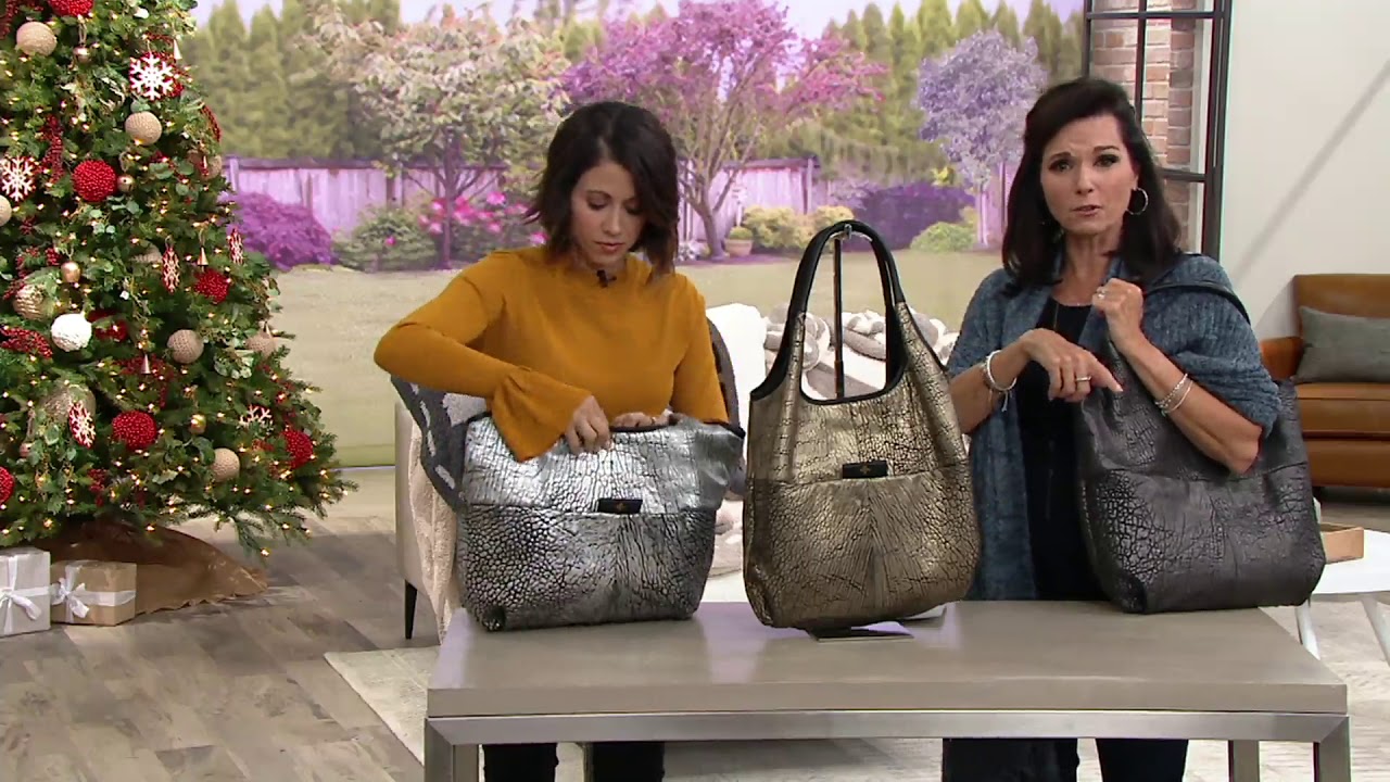 orYANY Metallic Lamb Leather Tote Handbag -April on QVC