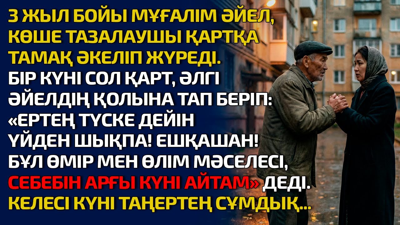 3 ЖЫЛ БОЙЫ МҰҒАЛІМ ӘЙЕЛ, КӨШЕ ТАЗАЛАУШЫ ҚАРТҚА ТАМАҚ ӘКЕЛІП ЖҮРЕДІ. БІР КҮНІ СОЛ ҚАРТ, ӘЛГІ ӘЙЕЛДІҢ