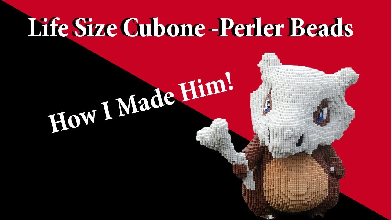 life size cubone out of perler beads - how too (3D perler beads pokemon)