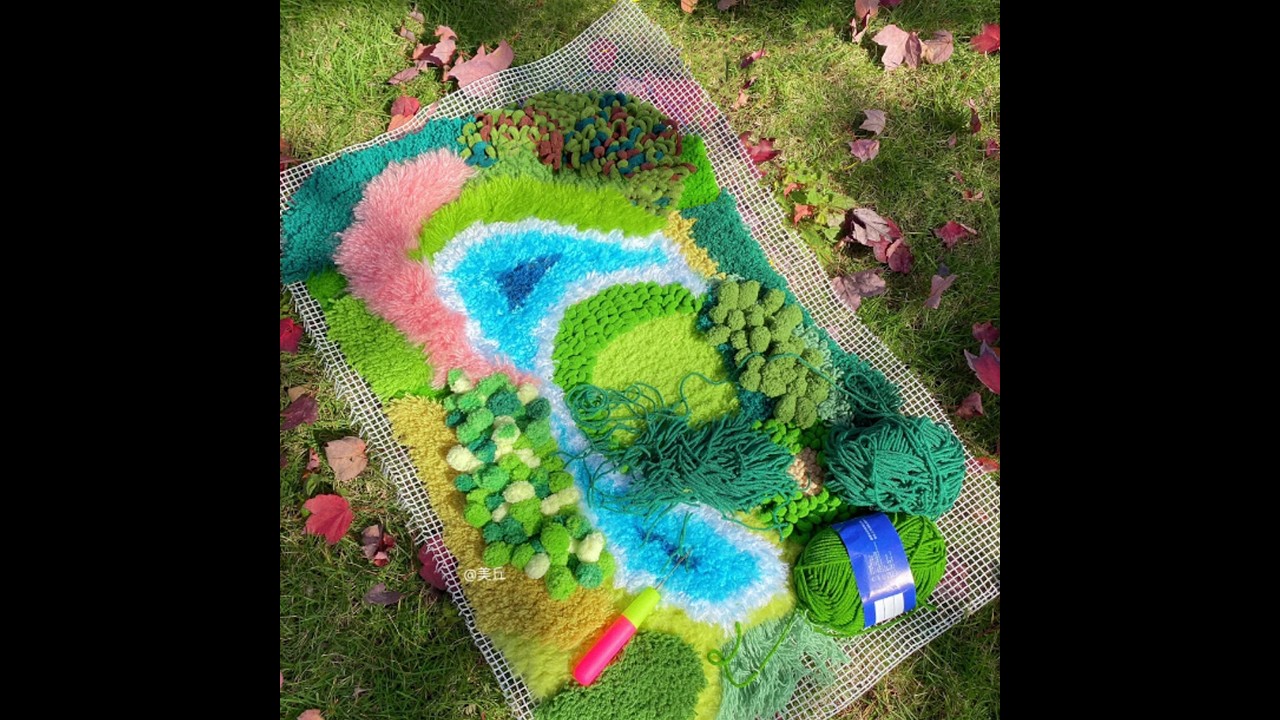 Unbox and Craft Your DIY Latch Hook Castle Moss Rug Kit! Handmade Rug with River Tutorial