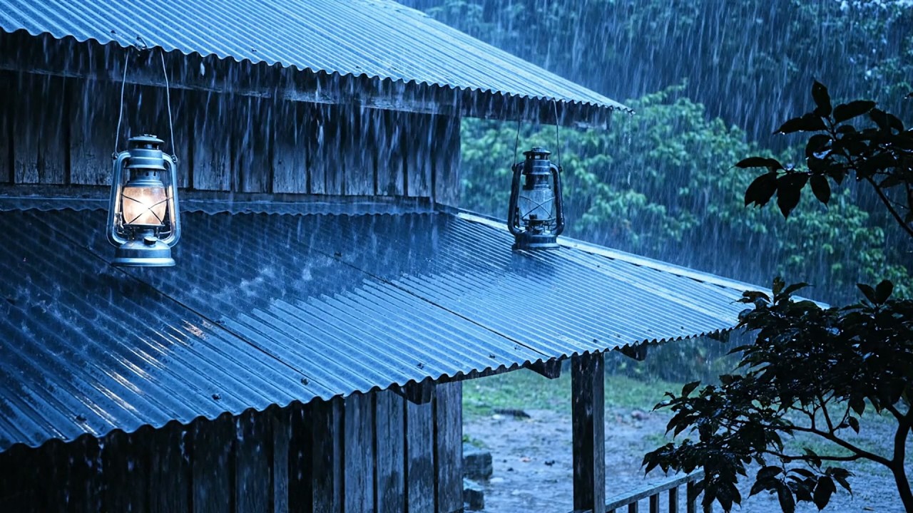 No Ads Rain Sounds for Sleeping - ASMR Torrential Rain on Tin Roof for Severe Chronic Insomnia