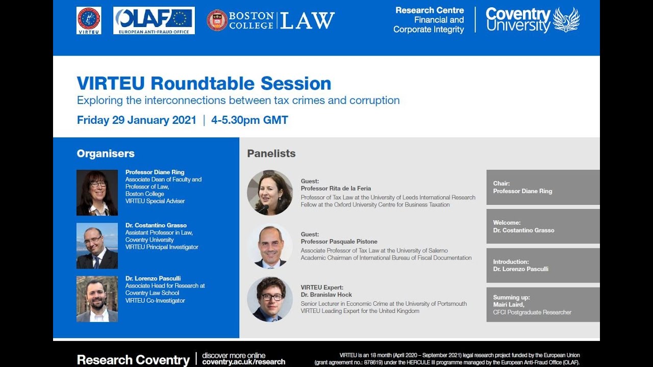 VIRTEU Roundtable Session 1: Exploring the interconnections between tax crimes and corruption