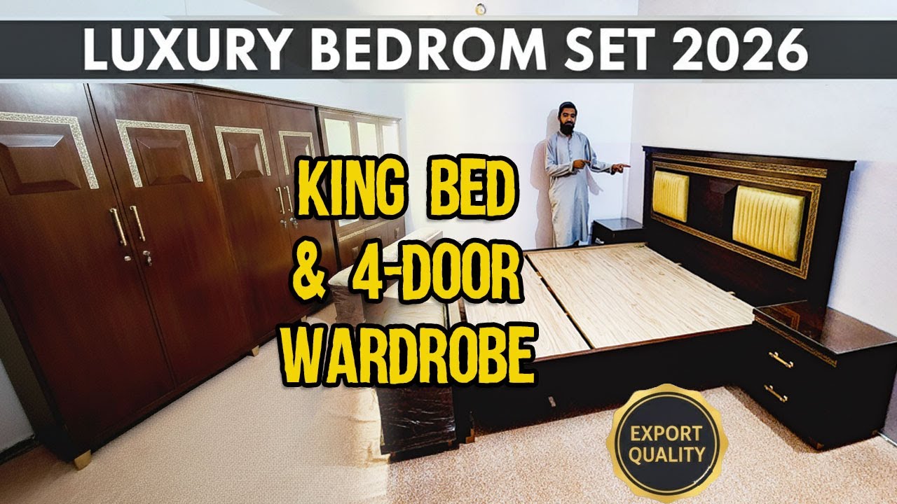 Luxury Wedding Bedroom Set 2026  Modern King Bed & Wardrobe Design ✨
