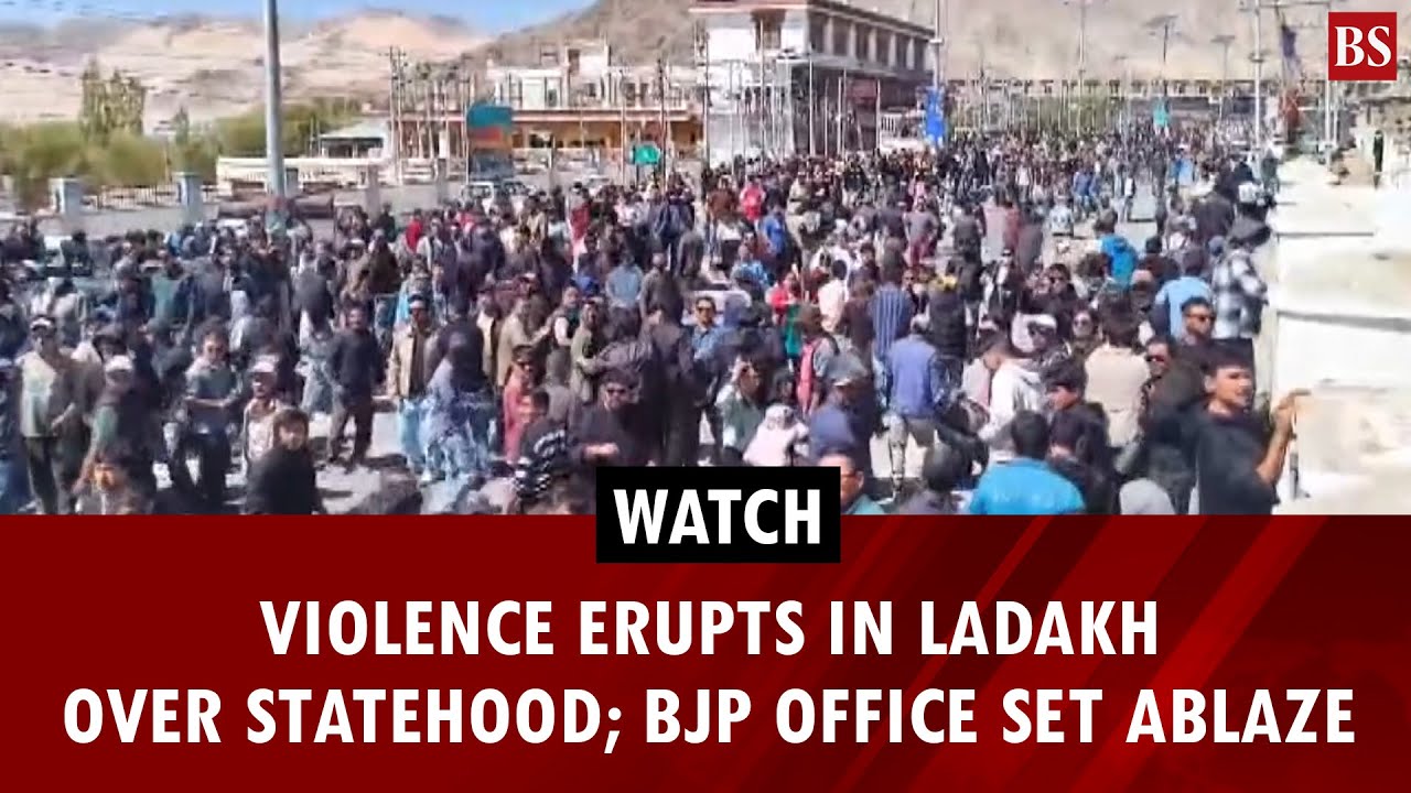 Watch: Violence erupts in Ladakh over statehood; BJP office set ablaze