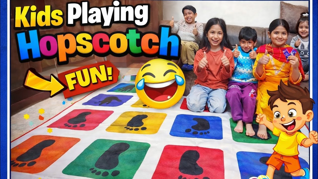 Vibhu और बच्चों ने खेला Hopscotch! देखो क्या हुआ आगे 😜|Kids Fun Activities|Kids Games| #vlog #funny 