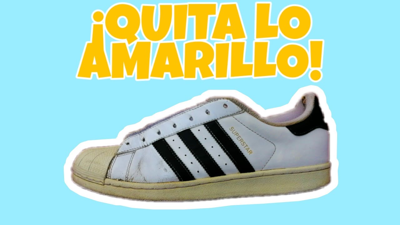 Cómo BLANQUEAR TENIS AMARILLOS por $1 | ADIDAS SUPERSTAR | Bleach sneakers