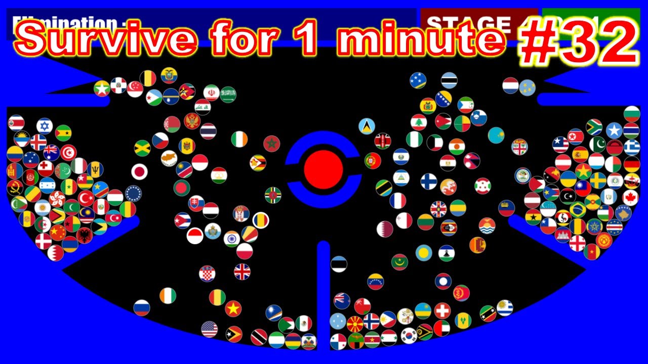 Survive for １minute #32 | 200 country elimination marble race in Algodoo | Marble Factory