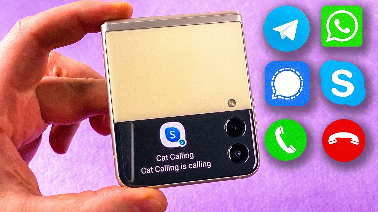 Closed Galaxy Z Flip 3 - WhatsApp, Telegram, Skype, Signal & Cellular Incoming calls