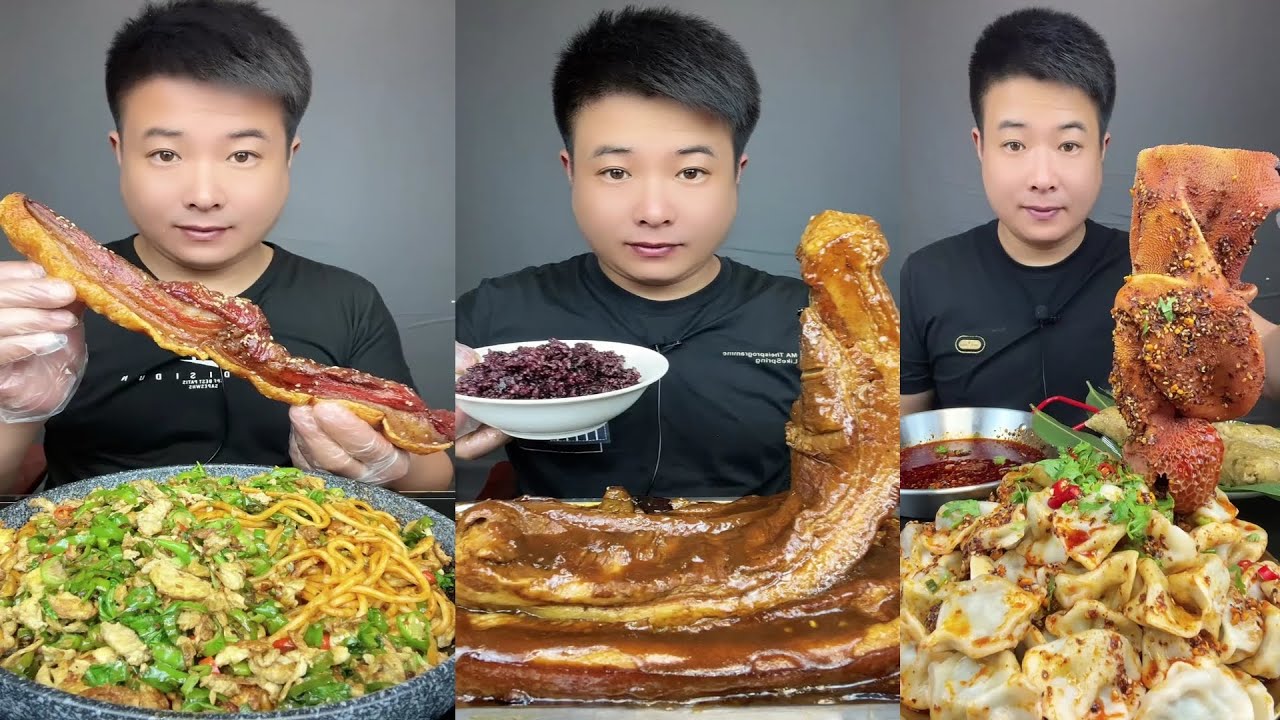 ASMR MUKBANG | SPICY BRAISED PORK BELLY |  EATING SHOW | EATING SHOW | Eat Beef Ribs #food #296