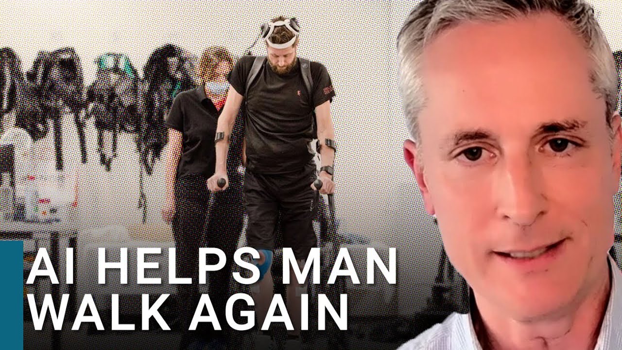 Paralysed man walks again with AI implants