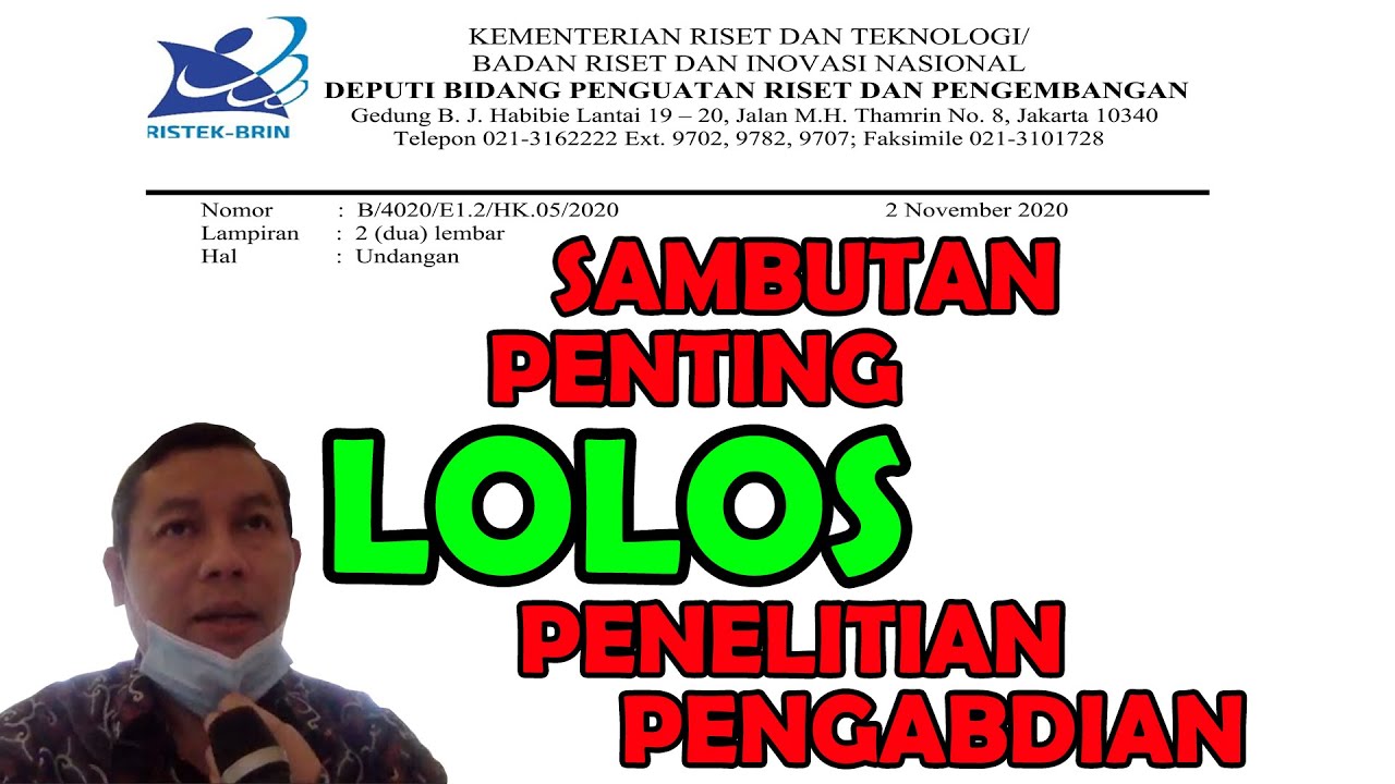 Sambutan Acara Sosialisasi Prioritas Riset Nasional tahun 2020 - 2024