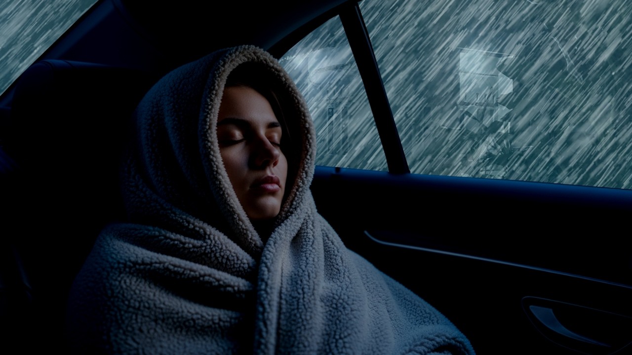 Nice Rain in Car | Soft Night Raindrops for Deep Sleep and Relaxation with Cozy Ambience