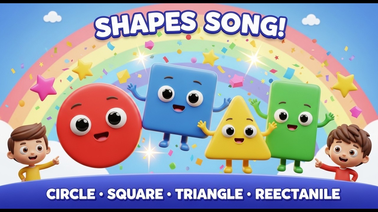 Shapes Song for Kids 🎶 | Learn Circle Square Triangle Rectangle | Fun Nursery Rhyme