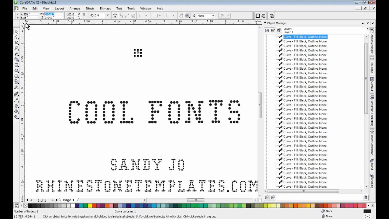 Using TTF Rhinestone Fonts in CorelDRAW