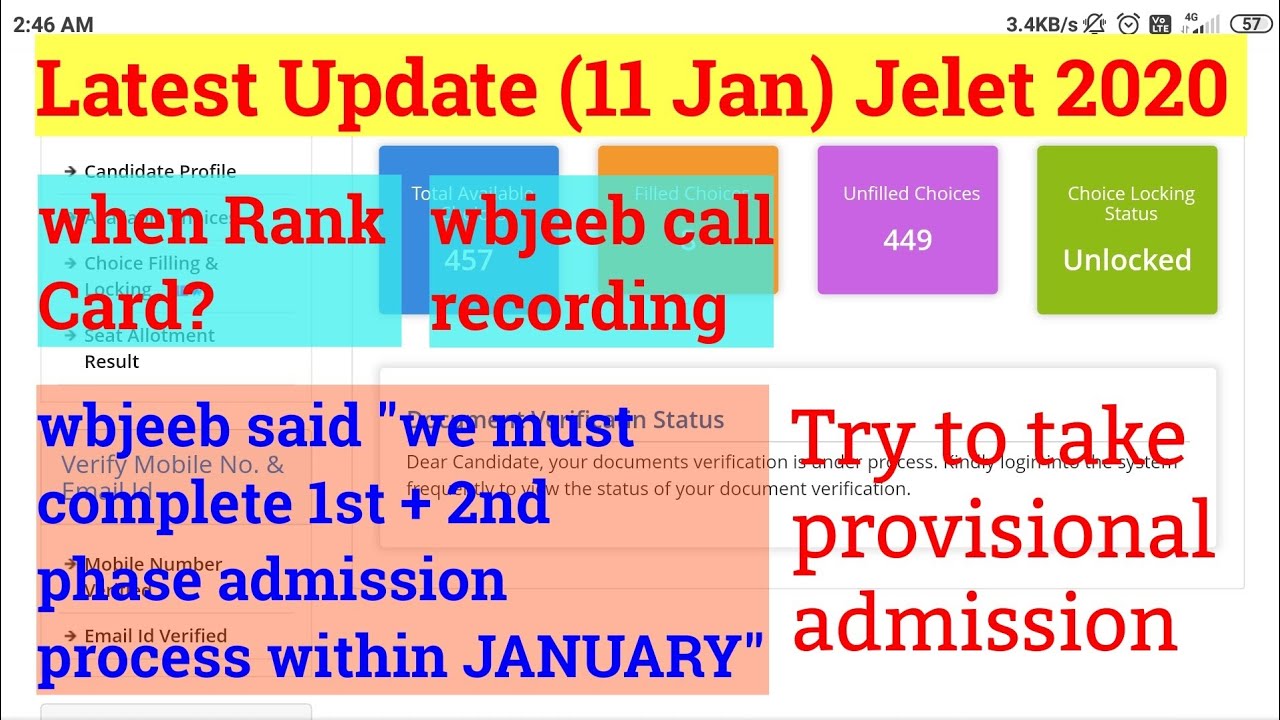 jelet 2020 | when Rank Card? | wbjeeb call recording |