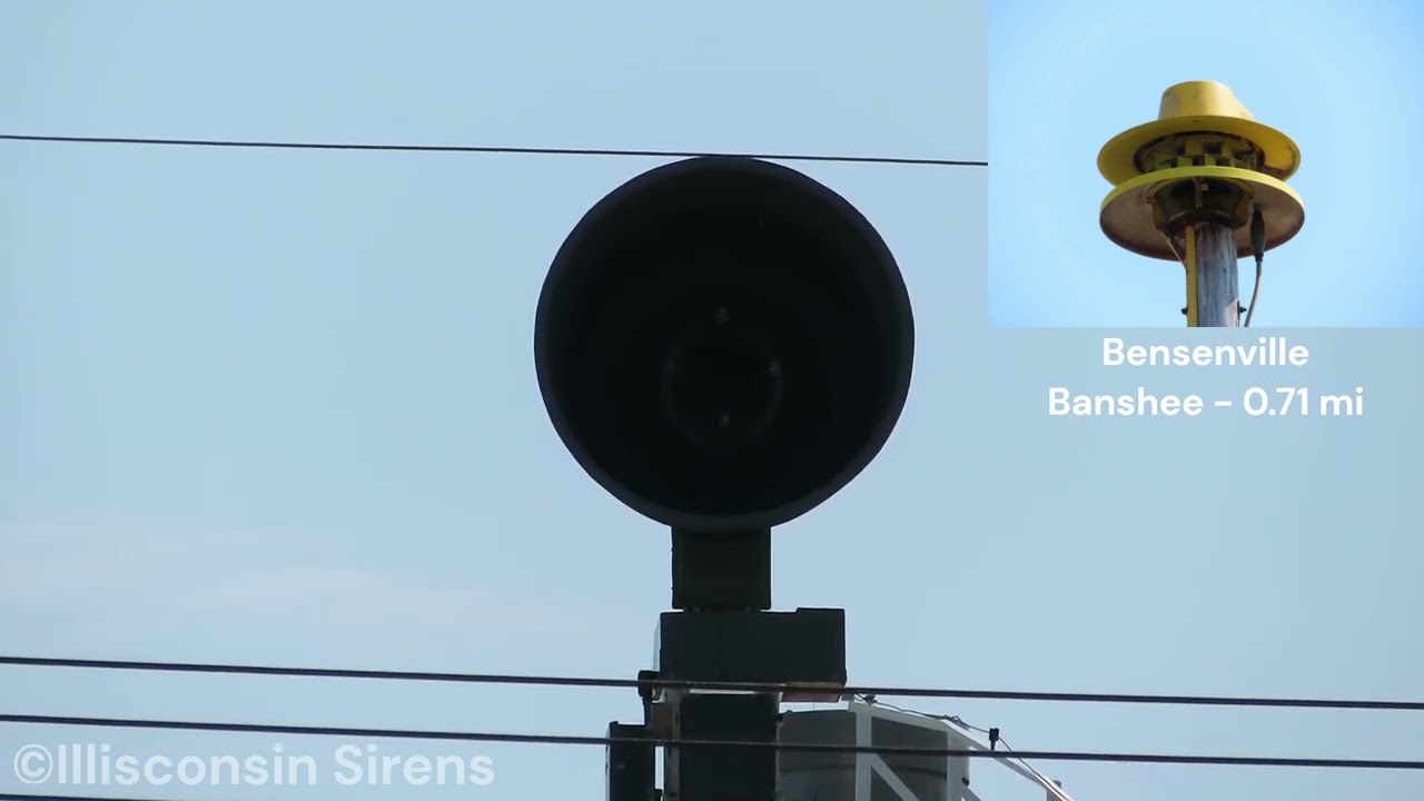 ACA P-50 Tornado Siren Test - Short Alert + Ambience - Elk Grove Village, IL - 7/4/23