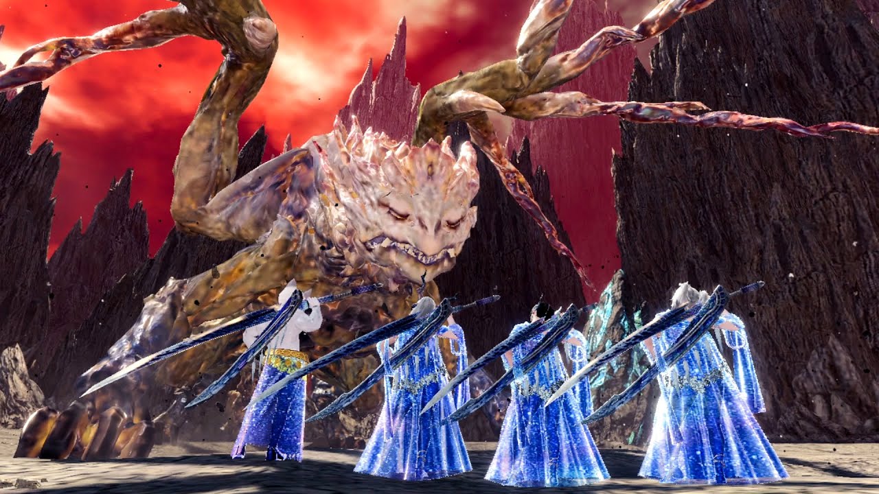 Shara Ishvalda vs 4 Players Longsword | MHWorld Iceborne
