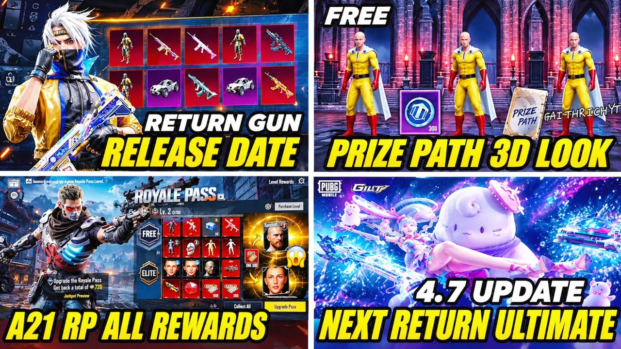 NEXT PRIZE PATH 3D LOOK |✅️ AUTO UPGRADABLE GUN RETURN DATE |🔴 A21 RP ALL REWARDS | 4.7 ULTIMATE SET