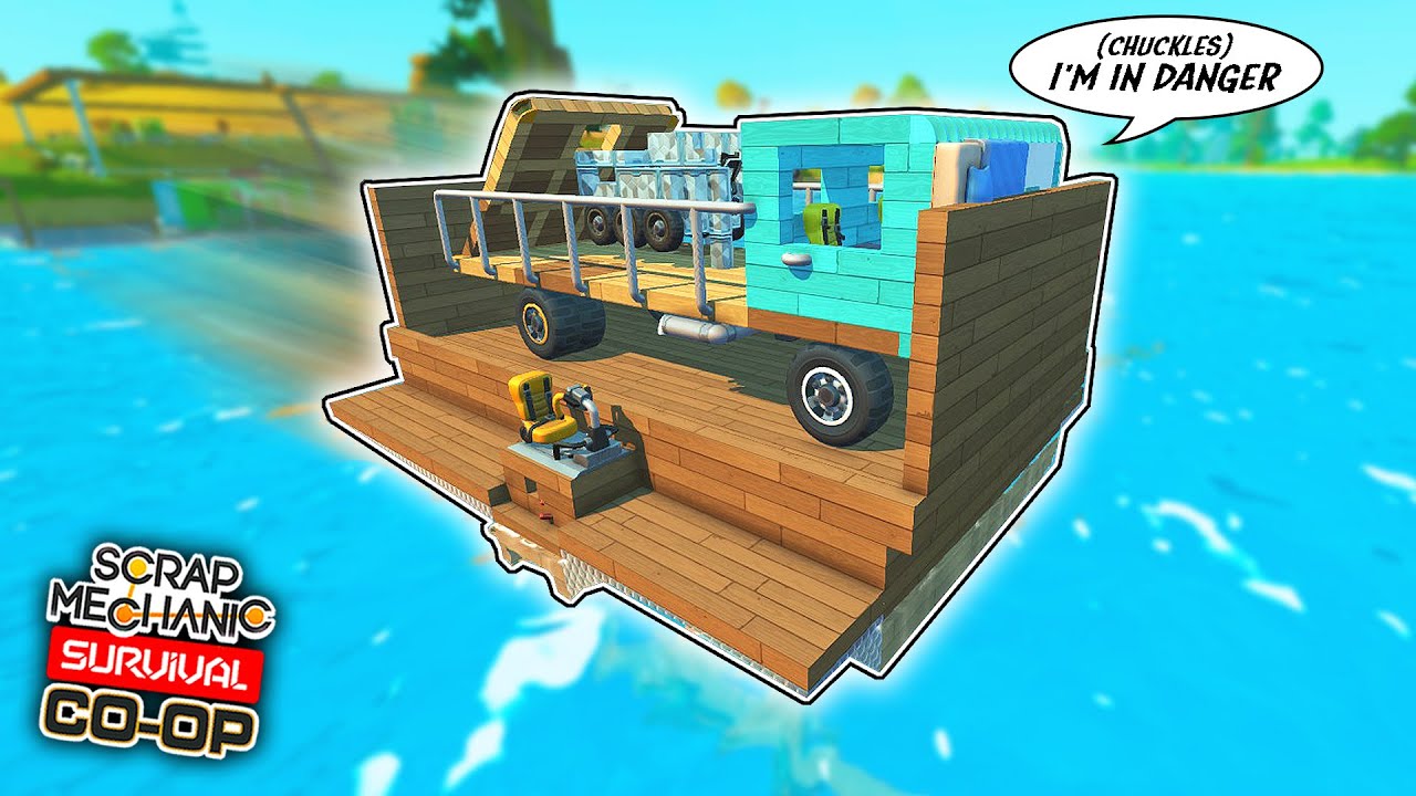 We Built a Questionable FERRY BOAT To Transport Our Trucks! (Scrap Mechanic Co-op Survival Ep. 51)