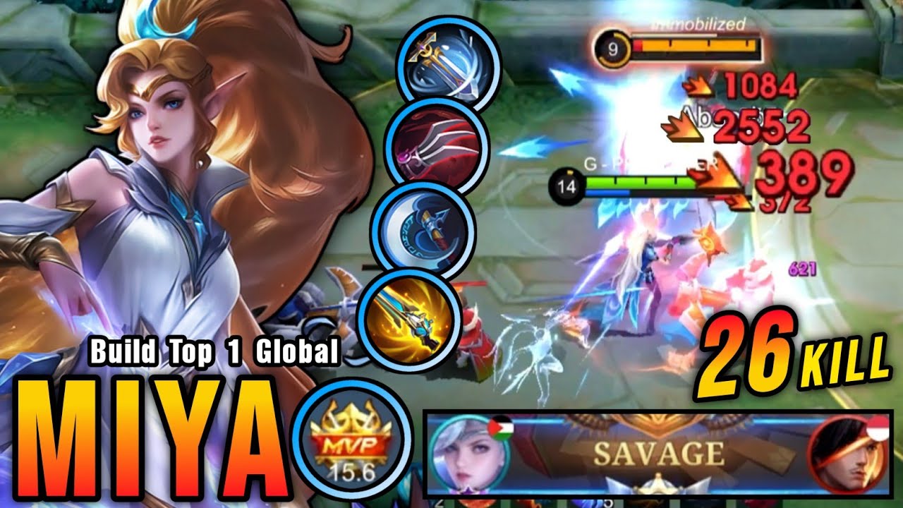 SAVAGE & MANIAC!! 26 Kills Miya Best Build Gold Lane!! - Build Top 1 Global Miya ~ MLBB