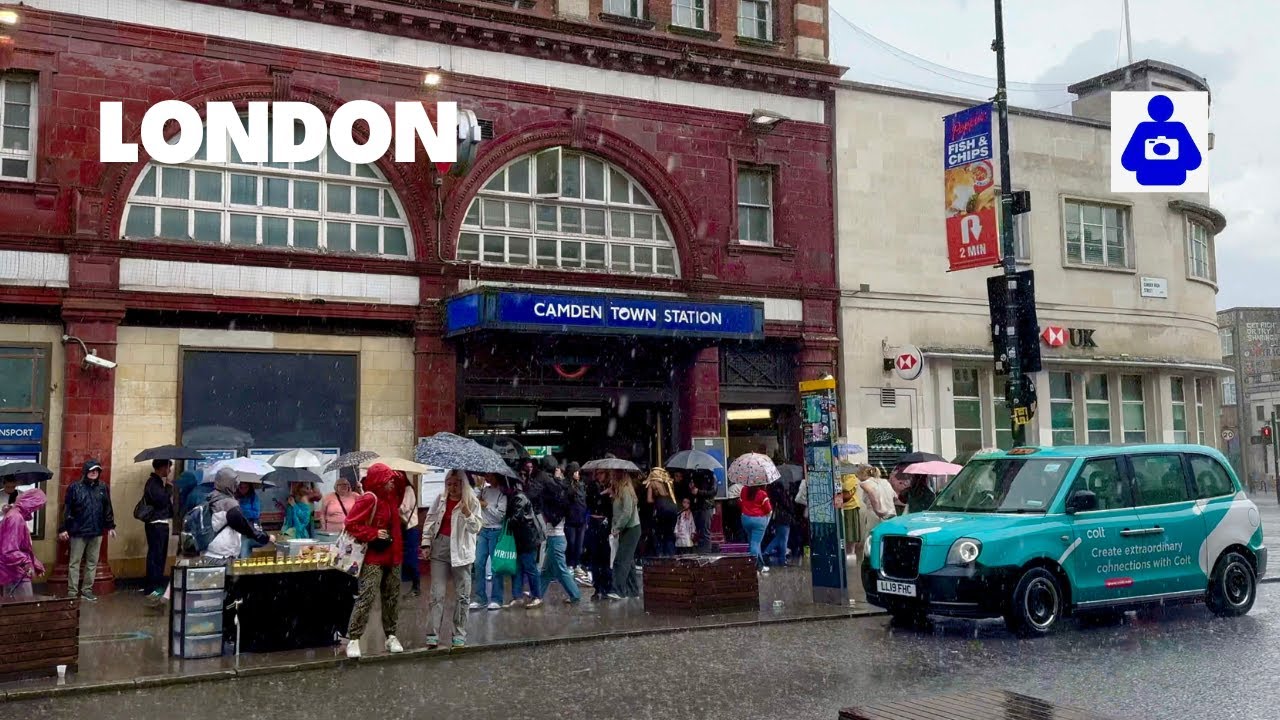 CAMDEN Market London Rain walk 🇬🇧 Camden High Street | Street Food 🍔🥤🍪 Central London Walking Tour