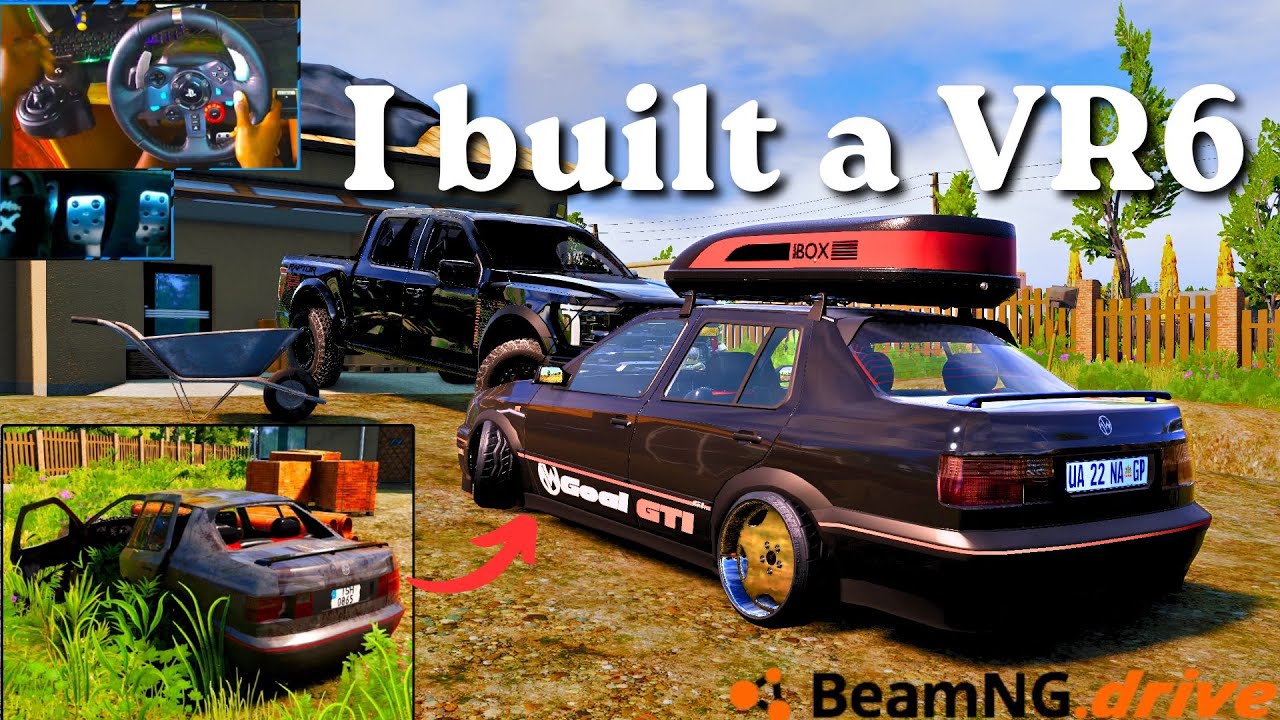 I built an old scrap VR6 Jetta from rust | BeamNG Drive  realistic Steering wheel gameplay #youtube
