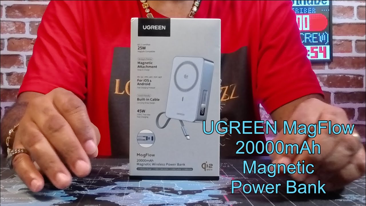 Распаковка портативного зарядного устройства UGREEN MagFlow 20000mAh Qi2 25W с магнитным корпусом...