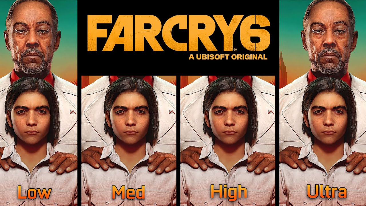 Far Cry 6 GTX 1650 + i5 9400F + 16GB Ram (1080p Low, Med, High, Ultra Settings)