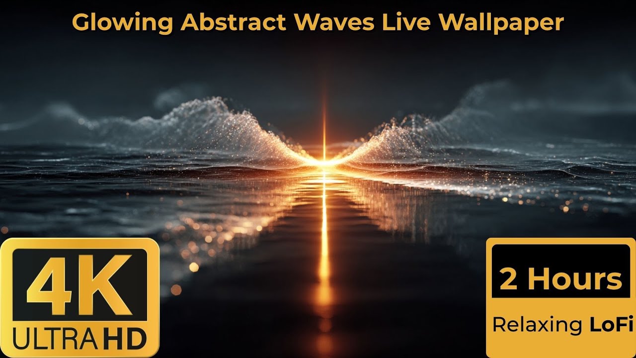 Glowing abstract waves - 2 hour ambient live wallpaper with relaxing LoFi for sleep, study and relax